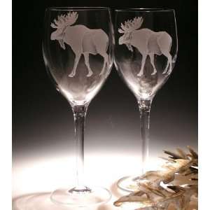  Moose 13 oz Crystal Wine Glass Set