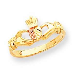   10k Tri Color Black Hills Gold Ladies Claddagh Ring, Size 6: Jewelry