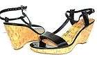 BANDOLINO NEZRA Womens Shoes Size 10M Black T Strap Open Toe Wedge 