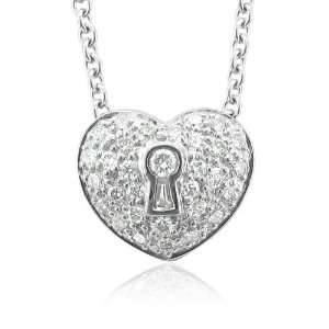 com Sterling Silver Heart Lock Diamond Pendant Necklace (HI, I, 0.40 