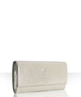 Yves Saint Laurent white patent leather logo clutch   up to 70 