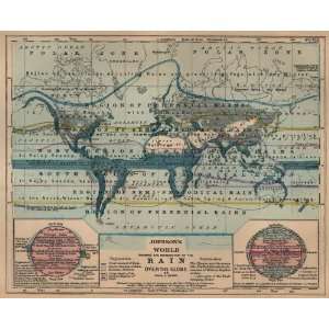   Antique Map of the Rain Distribution Around the World