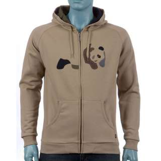 ENJOI Panda Patchwork Full Zip Khaki Large Hoodie NEW  