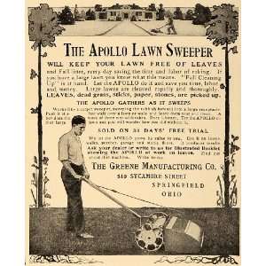  1908 Ad Apollo Lawn Sweeper Leaves Grass Care Cleaning 