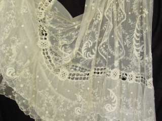   Antique TAMBOUR NET LACE Skirt Top Edwardian Victorian Dress WEDDING