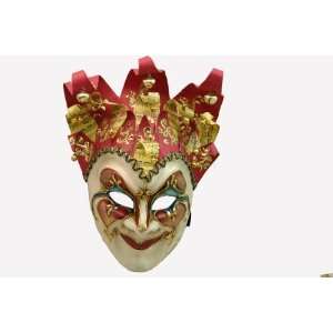  Jester Mask Red Full Face Mardi Gras Mask Masquerade Mask 