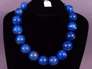 Necklace Lapis Lazuli 25mm GIANT Round Beads 925 #2  