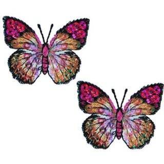   MBP102PR Iron On Embroidered Sequin Butterfly Applique, 2 Pack, Purple