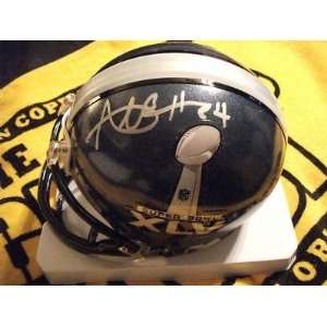  Antonio Brown Signed Mini Helmet   Super Bowl XLV helme 