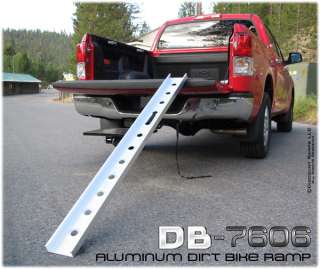 Aluminum dirt bike ramp set up on a Toyota Tundra