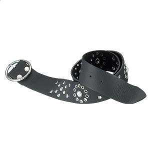  Black Leather Belt with Circle Patterned Studs 43 Inch 