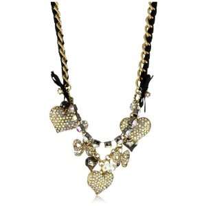 Betsey Johnson Iconic Perfectly Pave Heart Frontal Statement Necklace
