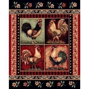   Lodge 5 Feet by 7 Feet Rooster Area Rug, Black/Red: Home & Kitchen