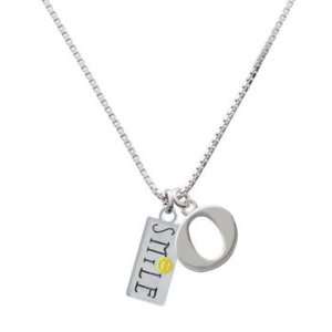   Smile with Smiley Face Rectangle O Initial Charm Necklace Jewelry
