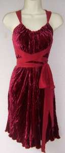 BCBG MAXAZRIA Wine Red Silk Velvet Cocktail Grecian Dress XS S M NWT 