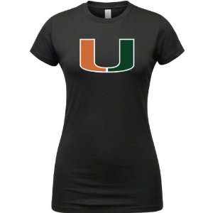    Miami Hurricanes Black Womens Logo T Shirt: Sports & Outdoors