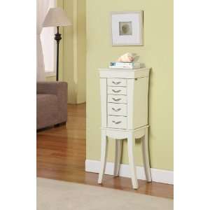  Jewelry Armoire with Concave Shape in White Finish
