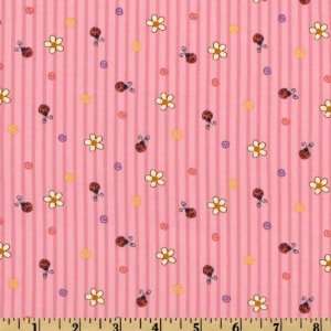   Ladybugs & Flowers Pink Fabric By The Yard: Arts, Crafts & Sewing