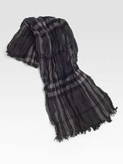 Burberry   Tonal Checked Crinkle Scarf