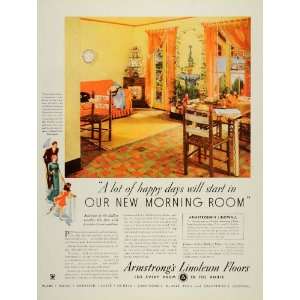 1934 Ad Armstrong Cork Linoleum Floor Covering Rug Home   Original 