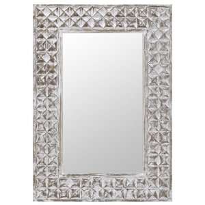   Rectangular Wall Mirror in White Wash Finish: Home & Kitchen