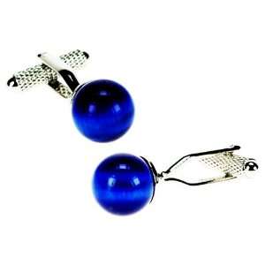  Blue Ball Cats Eye Cufflinks Jewelry