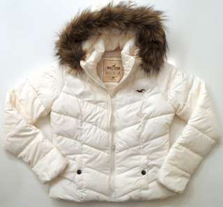   Hollister Abercrombie Puffer Fur Hooded Jacket Coat Sherpa Lined M New
