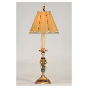   Italiante Green & Golden Designer Console Table Lamp: Home Improvement