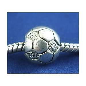  SOCCER Silver Tone European Style Charm Bead: Arts, Crafts 