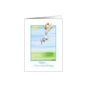  26th Birthday, cute Elephant flying with balloons Card Toys & Games