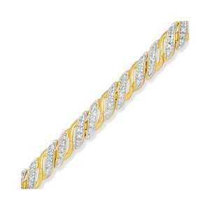 Diamond Accent Fashion Bracelet in 18K Gold Plated Sterling Silver   7 