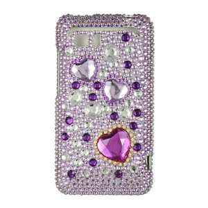 BLING Design Hard Case Cover   Purple Silver 3D Heart Design Gem Bling 