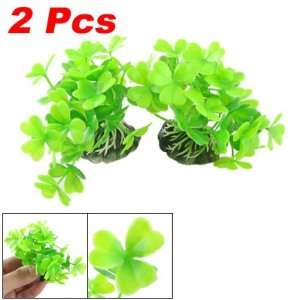  Como 2 Pcs Clover Shaped Leaf Green Plastic Water Plants 