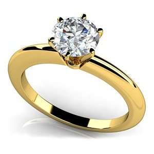 18k Yellow Gold, Six Prong Solitaire Ring, 0.5 ct. (Color GH, Clarity 