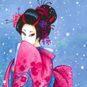    Surprise Snow Magnet Maiko Geisha Japanese Art