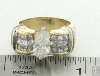EGL CERTIFIED 18K GOLD 2.41CT PEAR DIAMOND WEDDING RING W/ 1.15CT 