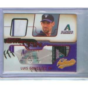  Luis Gonzalez 2002 Fleer Authentix Game Worn Jersey Card ~Ripped 