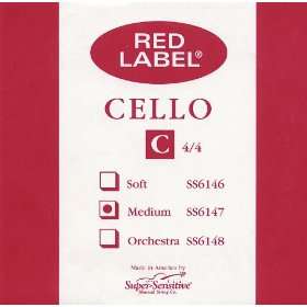   Sensitive Red Label 6147 Cello C String, 4/4 Musical Instruments