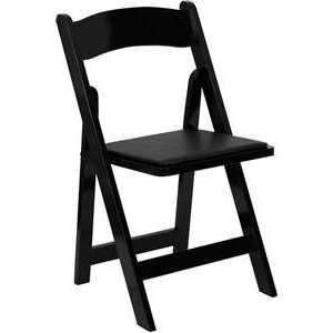  HERCULES Black Wood Folding Chair   Padded Vinyl Seat 