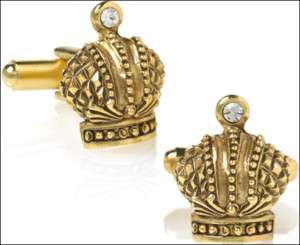 Russian Inspired Royal Crown Cufflinks 24K Gold Plated  