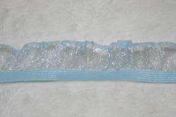 yds Blue Turquoise Aqua stretch ruffle organza trim  