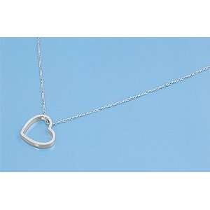  Sterling Silver Open Heart Pendant Necklace: Jewelry