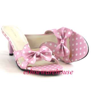 Soo Cute Mid Heel Slide Light Pink Polka Dot Sandals  