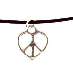    silver Heart Peace Sign Leather Cord pendant/necklaces: Jewelry