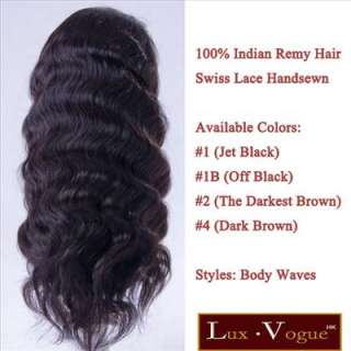 18 Body Waves Indian Human Hair Swiss Lace Front Wigs  