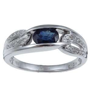  10k White Gold Blue Sapphire and Diamond Ring (1/6 TDW 