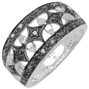  0.29 Carat Genuine Blue Diamond Sterling Silver Ring 