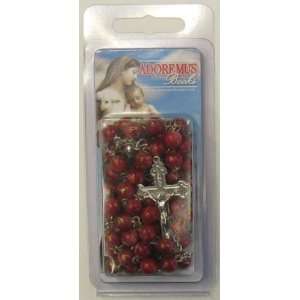 6mm Ruby/Gold Highlights Rosary (48 714 09C) With 
