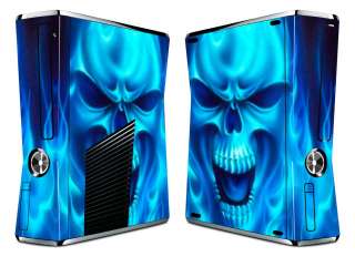   Monster Vinyl Skin Sticker for Xbox 360 S Slim   Blue Skull  
