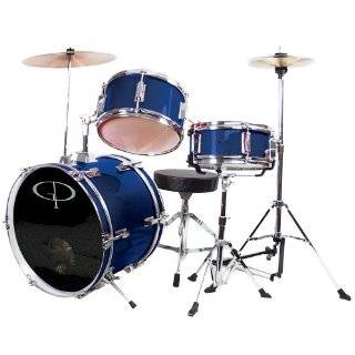  GP Percussion GP50BK Complete Junior Drum Set (Black, 3 